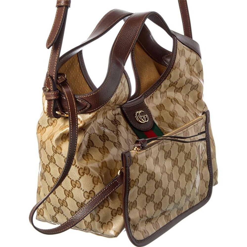 Gucci Giglio Small Canvas & Leather Tote, Brown - Picture 3 of 4